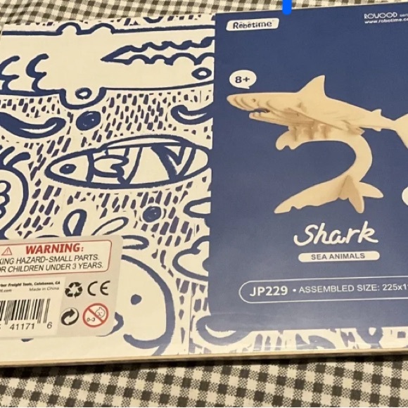 Shark 🦈 18-Piece 3-D Puzzle Robotime. Rowood Series.Paintable New Sealed🦈 - Picture 2 of 16